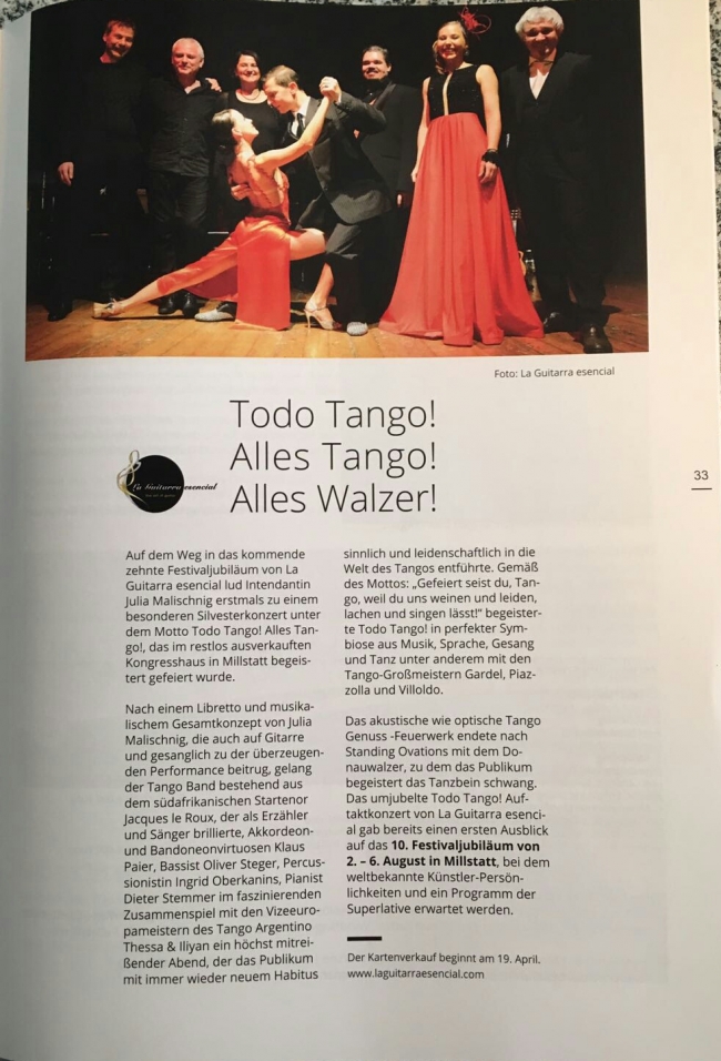 Todo Tango! in Der Millstätter Ausgabe Februar 2017